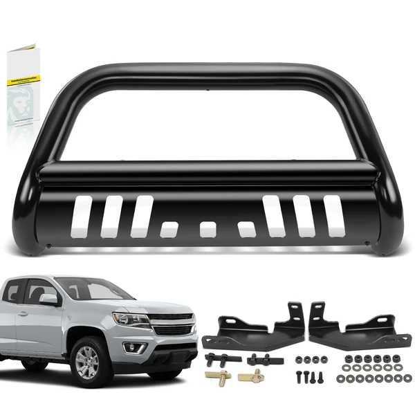 3 Inch Black Carbon Steel Bull Bar Front Bumper Push Grille Guard for 2019-2024 Chevrolet Silverado 1500