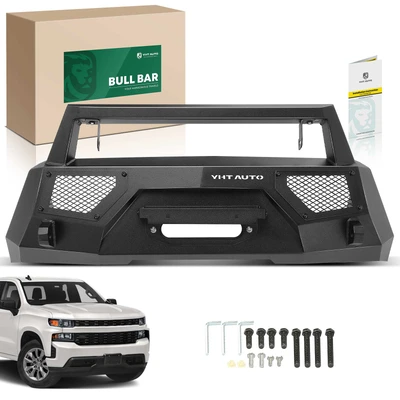 Textured Black Carbon Steel Winch Front Bumper Grille Guard with Winch Frame