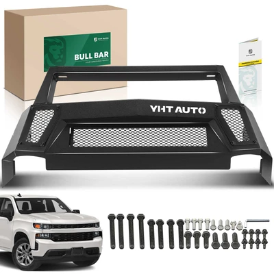 Textured Black Carbon Steel Bull Bar Front Bumper Grille Guard