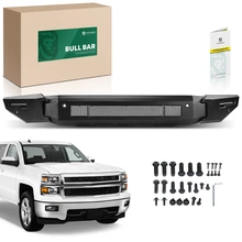 Textured Black Carbon Steel Bull Bar Front Bumper Grille Guard for 2015-2018 Chevrolet Silverado 2500