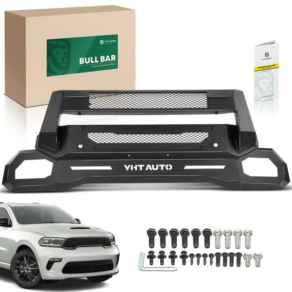 Textured Black Carbon Steel Bull Bar Front Bumper Grille Guard for 2019-2024 Ram 1500