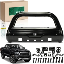 3.5 Inch Black Carbon Steel Bull Bar Front Bumper Grille Guard with Skid Plate