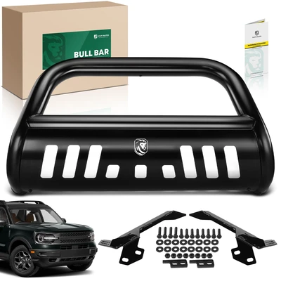3 Inch Black Carbon Steel Bull Bar Front Bumper Grille Guard