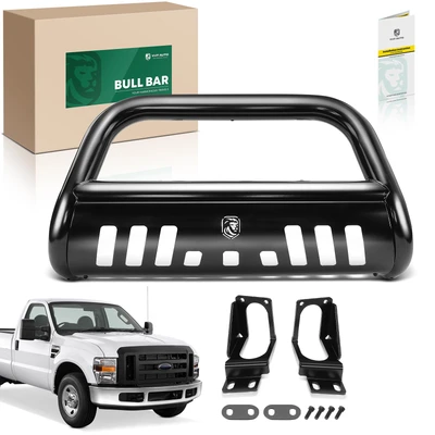 3 Inch Black Carbon Steel Bull Bar Front Bumper Grille Guard
