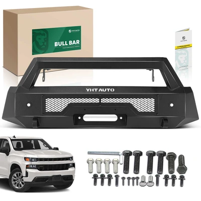 Fine Textured Black Carbon Steel Winch Front Bumper Grille Guard with Winch Frame
