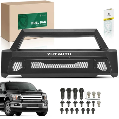 Fine Textured Black Carbon Steel Bull Bar Front Bumper Grille Guard