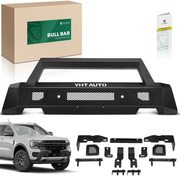 Textured Black Carbon Steel Front Bumper without Lights for 2019-2023 Ford Ranger