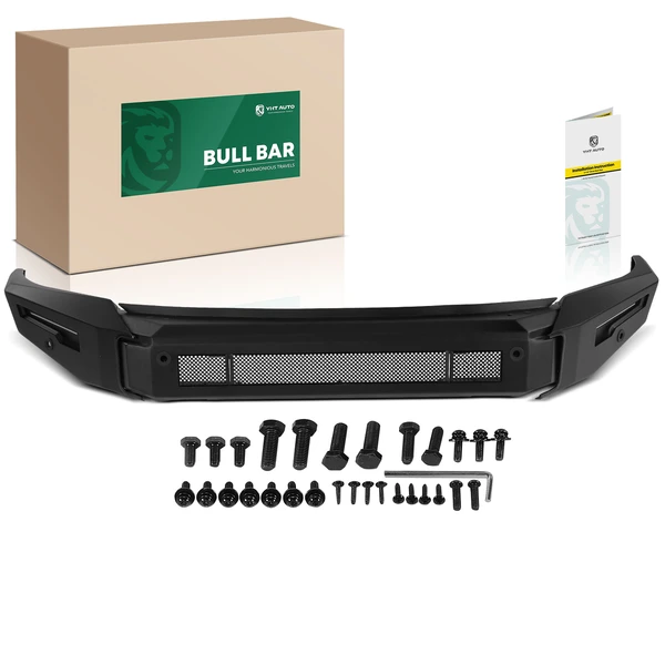 Fine Textured Black Carbon Steel Bull Bar Front Bumper Grille Guard without Light for 2019-2023 Ford Ranger