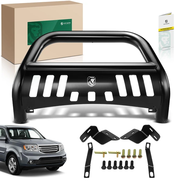 3 Inch Black Carbon Steel Bull Bar Front Bumper Grille Guard for 2009-2015 Honda Pilot