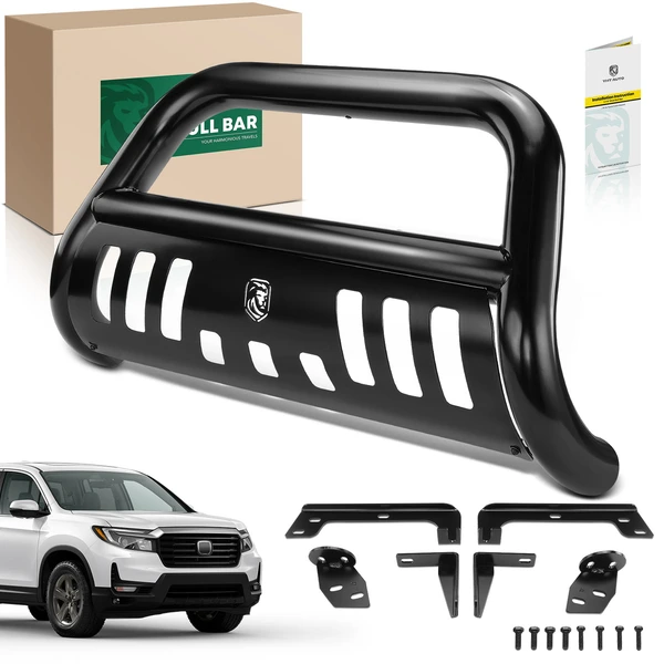 3 Inch Black Carbon Steel Bull Bar Front Bumper Grille Guard for 2017-2023 Honda Ridgeline
