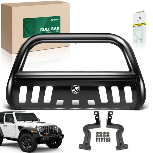 2.5 Inch Black Carbon Steel Bull Bar Front Bumper Grille Guard for 2015-2018 Jeep Renegade