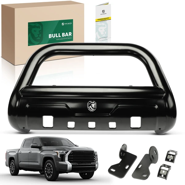 3.5 Inch Black Carbon Steel Bull Bar Front Bumper Grille Guard with Formed Skid Plate for 2020-2024 Jeep Gladiator