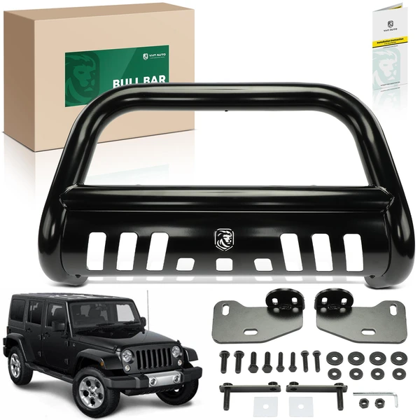 3 Inch Black Carbon Steel Bull Bar Front Bumper Grille Guard for 2020-2024 Jeep Gladiator