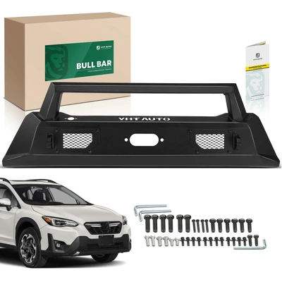 Textured Black Carbon Steel Bull Bar Front Bumper Grille Guard with Winch Frame