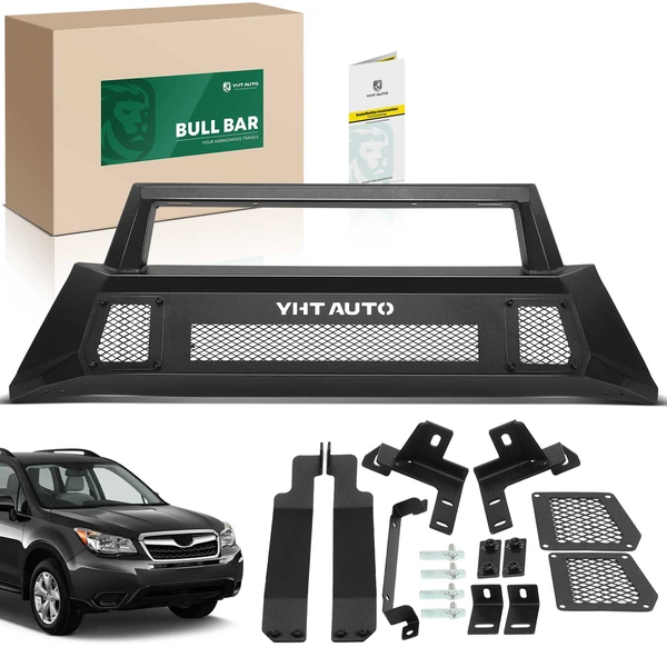 Textured Black Carbon Steel Bull Bar Front Bumper Grille Guard for 2019-2021 Subaru Forester