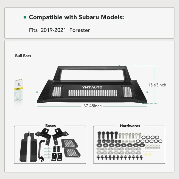 Textured Black Carbon Steel Bull Bar Front Bumper Grille Guard for 2019-2021 Subaru Forester