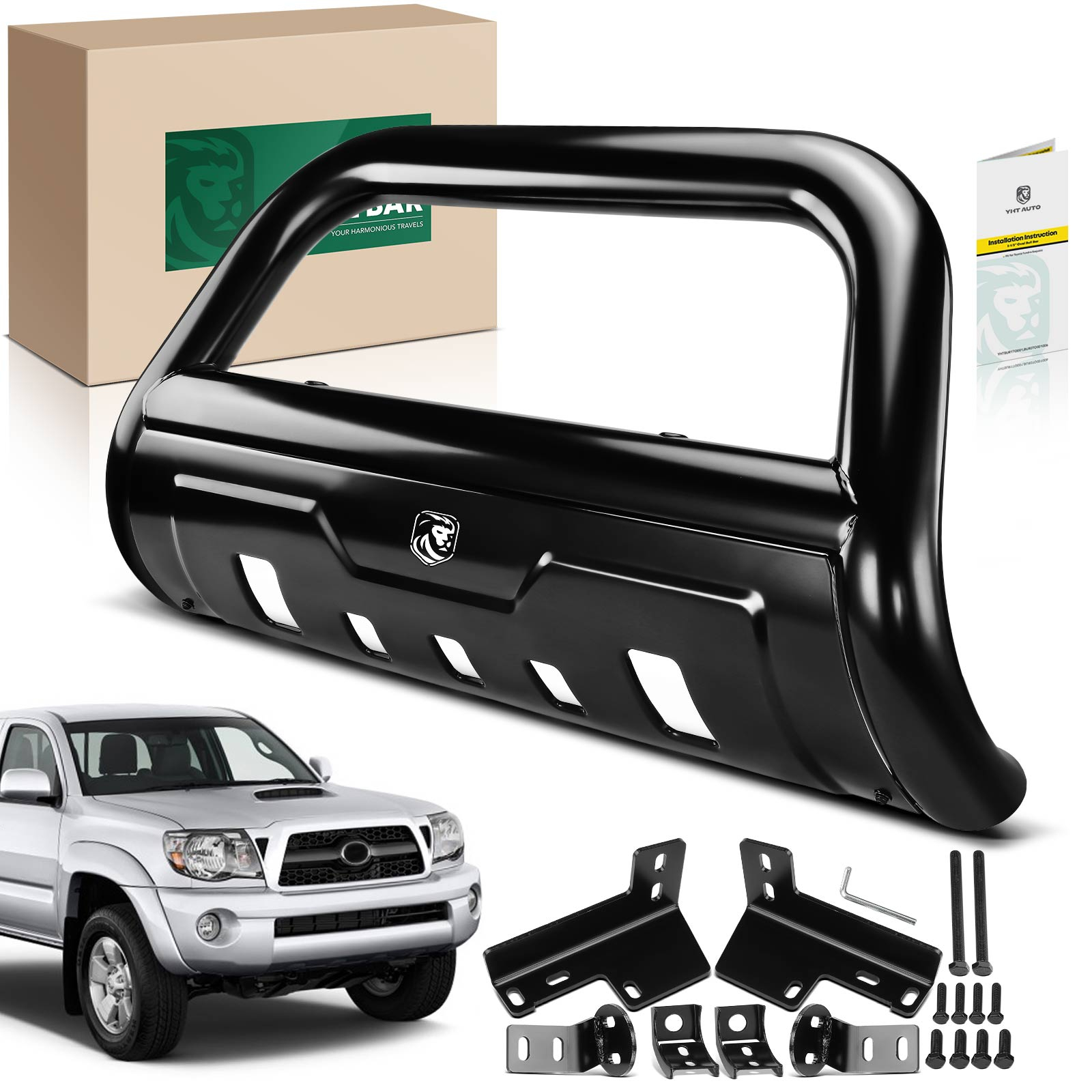 PM PERFORMOTOR 3" Black Bull Bar For 2008-2013 Toyota Highlander - Front Bumper Grille Guard