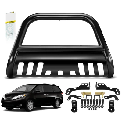 2.5 Inch Black Carbon Steel Bull Bar Front Bumper Grille Guard with Skid Plate