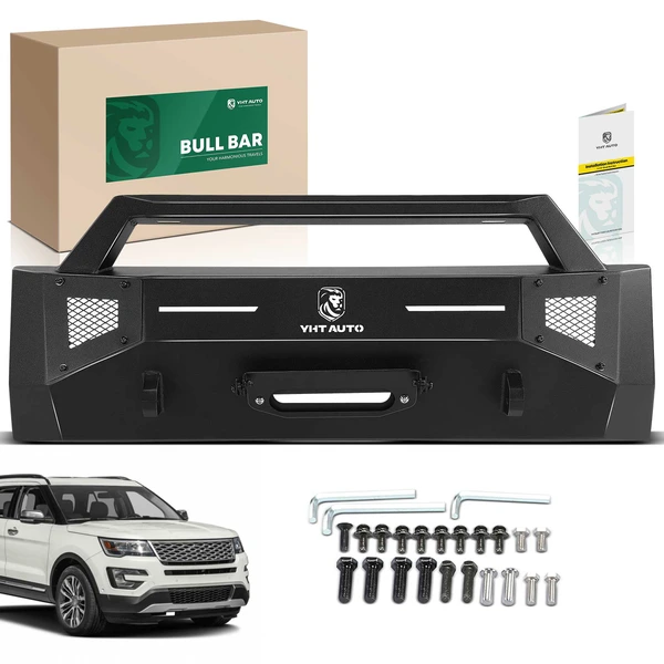 Textured Black Carbon Steel Bull Bar Front Bumper Grille Guard with winch Frame for 2014-2021 Toyota Tundra