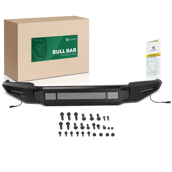 Black MD1 Modular Carbon Steel Bull Bar Front Bumper Grille Guard for 2016-2023 Toyota Tacoma