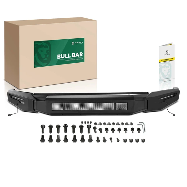 Textured Black Carbon Steel Bull Bar Front Bumper Grille Guard for 2014-2021 Toyota Tundra