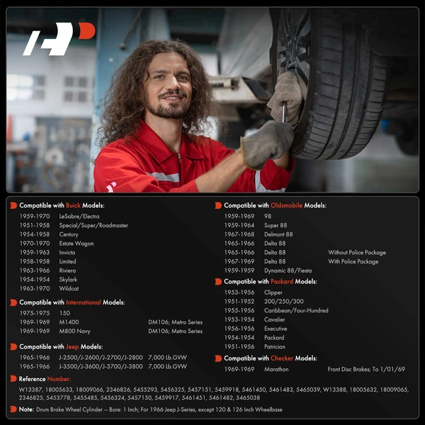 2 Pcs Drum Brake Wheel Cylinders for Buick Chevy GMC Jeep Oldsmobile