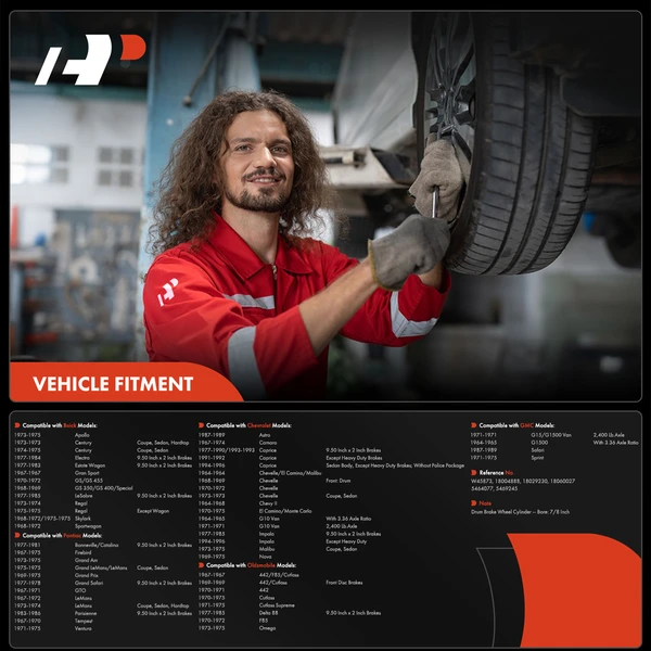 2 Pcs Rear Drum Brake Wheel Cylinders for Buick Regal Chevy Nova GMC Oldsmobile Pontiac