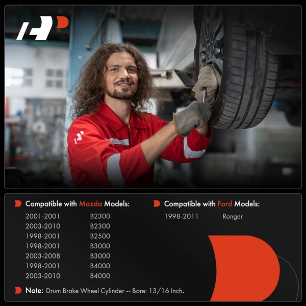 2 Pcs Rear Drum Brake Wheel Cylinders for Ford Ranger 98-11 Mazda B2300