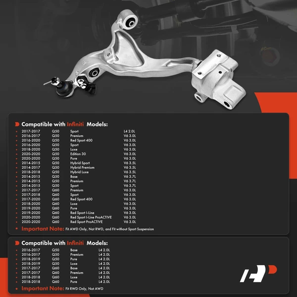 1-Pc Control Arm and Ball Joint Kit, Front Passenger Lower with Ball Joint A-Premium APCA7327