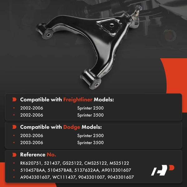 1-Pc Control Arm with Ball Joint Assembly, Front Passenger Lower with Ball Joint A-Premium APCA8517