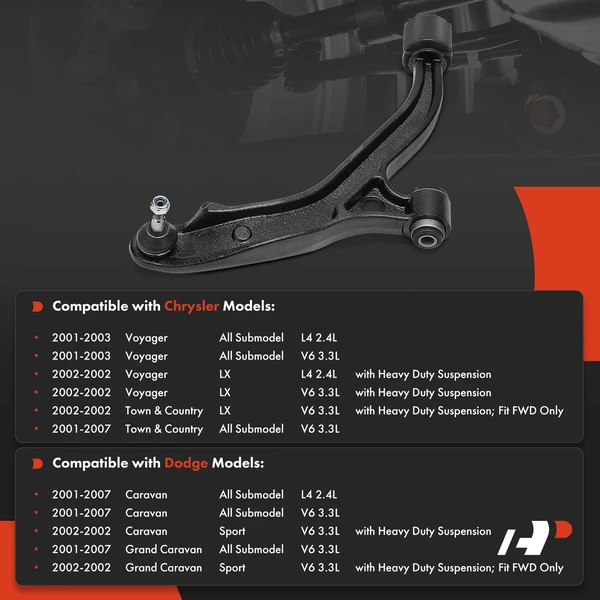 1-Pc Control Arm and Ball Joint Kit, Front Passenger Lower with Ball Joint A-Premium APCA8162