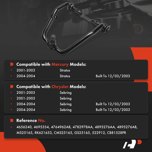 1-Pc Control Arm & Ball Joint Assembly, Rear Side with Ball Joint A-Premium APCA8527