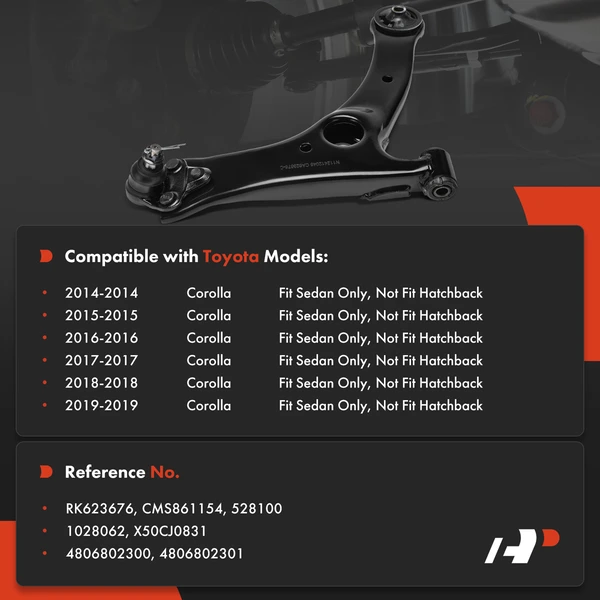 1-Pc Control Arm and Ball Joint Kit, Front Passenger Lower with Ball Joint A-Premium APCA8542