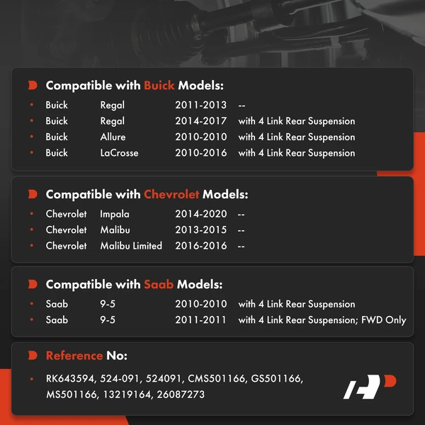 2-Pc Control Arm, Rear Driver & Passenger Lower Rearward A-Premium APCA8820