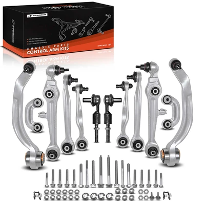 2000-2002 Audi A6 Quattro A Set of 12 Control Arm Sway Bar Link and Tie Rod End Kit Front Side A-Premium CA003
