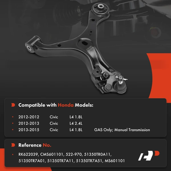 1-Pc Control Arm and Ball Joint Kit, Front Passenger Lower with Ball Joint A-Premium APCA5541