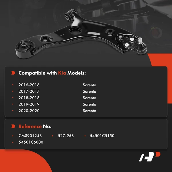 1-Pc Control Arm and Ball Joint Assembly, Front Passenger Lower with Ball Joint A-Premium APCA7301