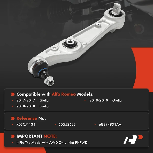 1-Pc Control Arm and Ball Joint Kit, Front Passenger Lower Rearward with Ball Joint A-Premium APCA8100