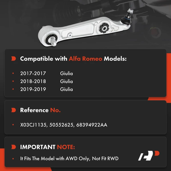 1-Pc Control Arm and Ball Joint Kit, Front Driver Lower Rearward with Ball Joint A-Premium APCA8101