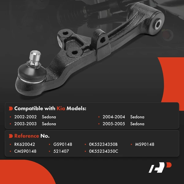 1-Pc Control Arm and Ball Joint Kit, Front Driver Lower with Ball Joint A-Premium APCA8106