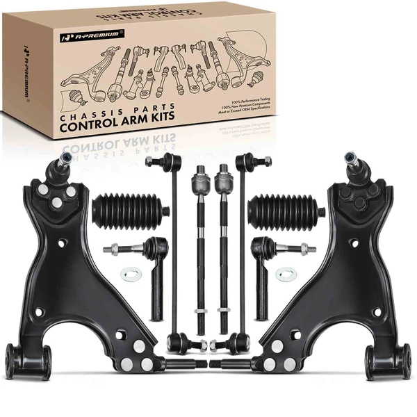 2017 GMC Acadia Limited A Set of 10 Control Arm Ball Joint Tie Rod and Sway Bar Link Kit Front Side A-Premium APCA0505