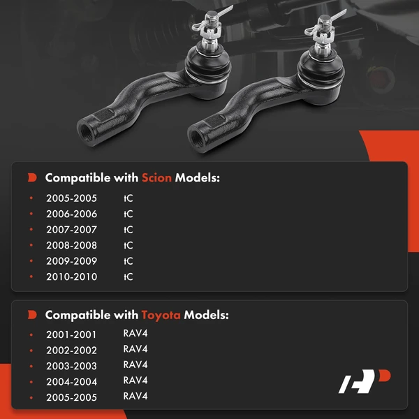 2 Pcs Outer Tie Rod End for Toyota RAV4 2001-2005 Scion tC 2005-2010
