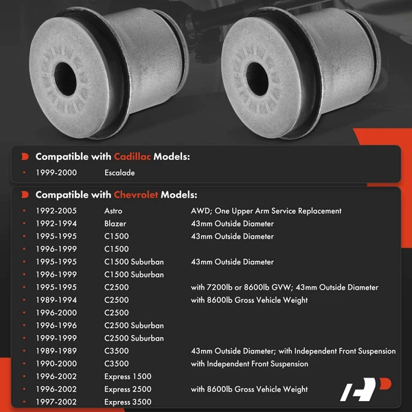 2-Pc Control Arm Bushing, Front Upper A-Premium APCA7406