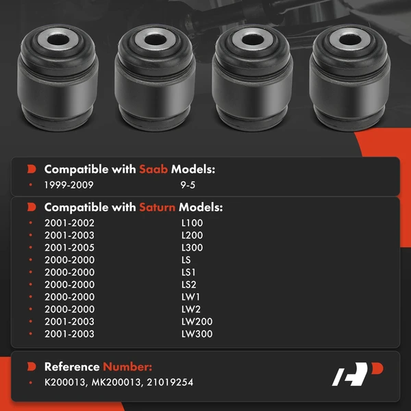 4-Pc Control Arm Bushing Kit, Rear Side A-Premium APCA9887