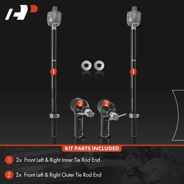 4 Pcs Front Inner & Outer Tie Rod End Kit for Ford Escape Mazda Tribute Mercury