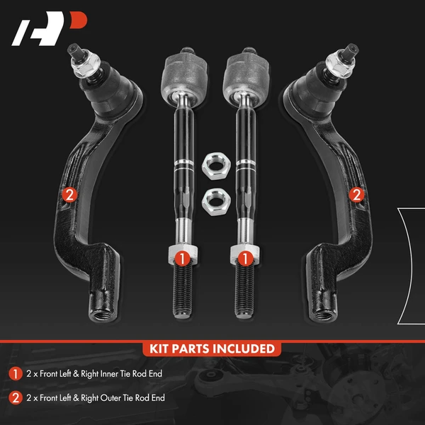 4 Pcs Front Inner & Outer Tie Rod Ends for Mercedes-Benz CLA250 B250e Infiniti