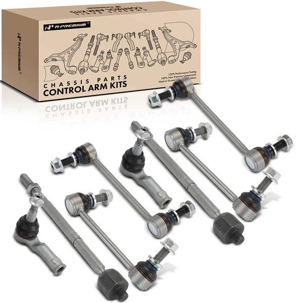 A Set of 8 Sway Bar Link and Tie Rod End Kit Front & Rear A-Premium APCA6557