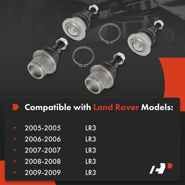 4 Pcs Front Lower & Upper Ball Joints Kit for Land Rover LR3 2005-2009