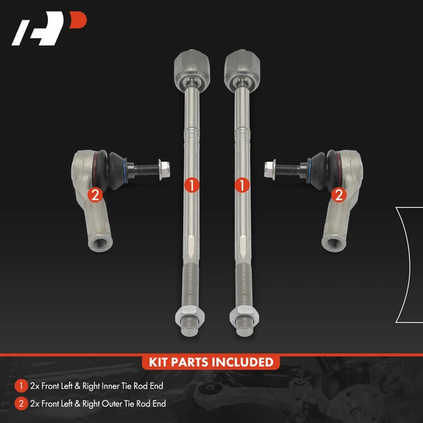 4 Pcs Front Inner & Outer Tie Rod End for Land Rover Range Rover Sport 2006-2009