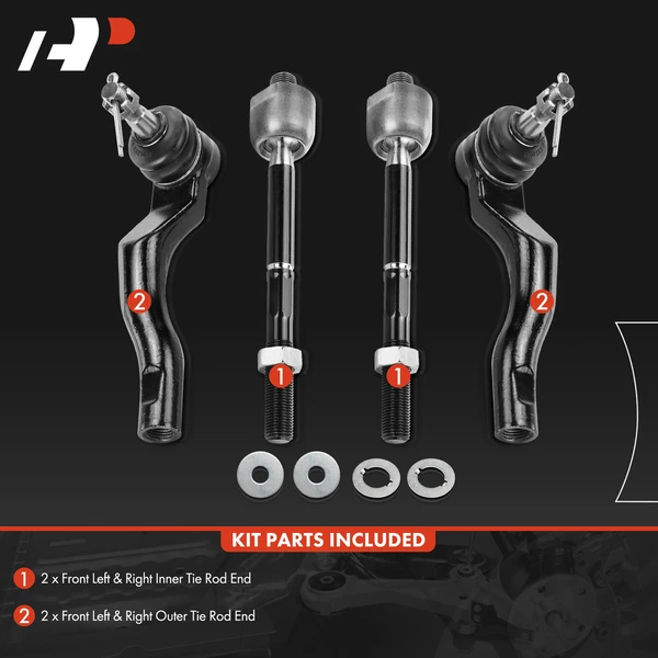 4 Pcs Front Inner & Outer Tie Rod End for Lexus LS460 2009-2017 LS600h